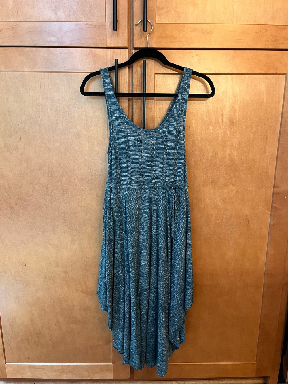 Vintage Free People Beach - Sleeveless Heathered Teal Curved Hem Dress